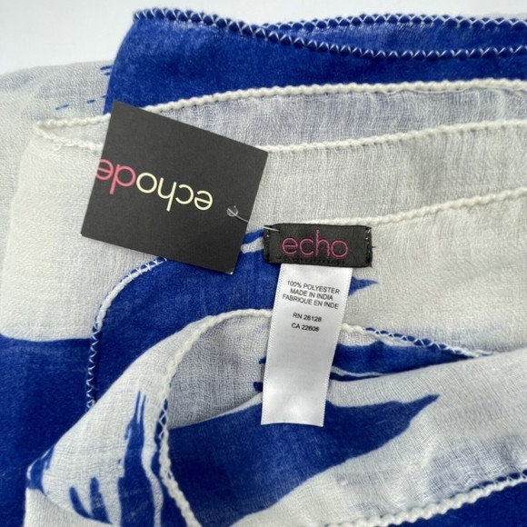 Echo Unisex Scarf Blue White 76 in X 40 In New - Picture 11 of 14